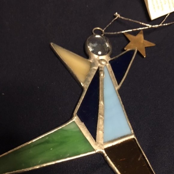 Still Rock Stained Glass Star Person Ornament Suncatcher Handmade 5x6" - Picture 6 of 9